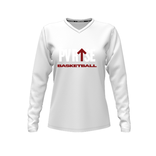 [CUS-DFW-TEES-CMF-VNK-LSL-WHT-FYXS-LOGO1] Decker Comfort T-Shirt (Female Youth XS, White, V Neck, Logo 1, Long Sleeve)