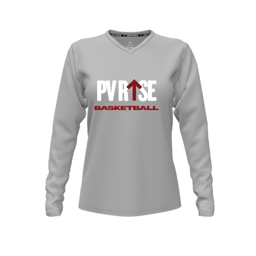 [CUS-DFW-TEES-CMF-VNK-LSL-GRY-FYXS-LOGO1] Decker Comfort T-Shirt (Female Youth XS, Gray, V Neck, Logo 1, Long Sleeve)