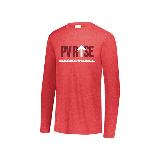 [FTLCUBRD-YS-LOGO3] Decker Youth Tri-Blend T-Shirt - Long Sleeve (Youth S, Red, Logo 3)